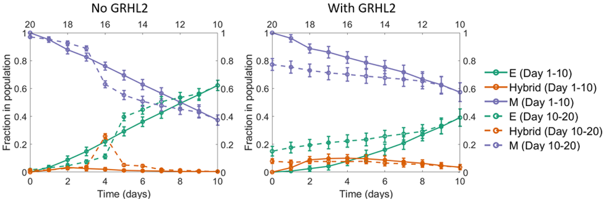 Figure 7: A seemingly irreversible MET at the population level.