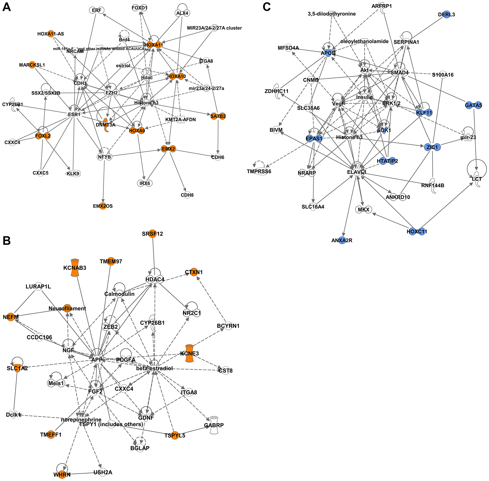 Figure 6: Network analysis of the DM-DEGs associated with STLMS-Hypermethylated-Downregulated and ULMS-Hypermethylated-Downregulated groups.