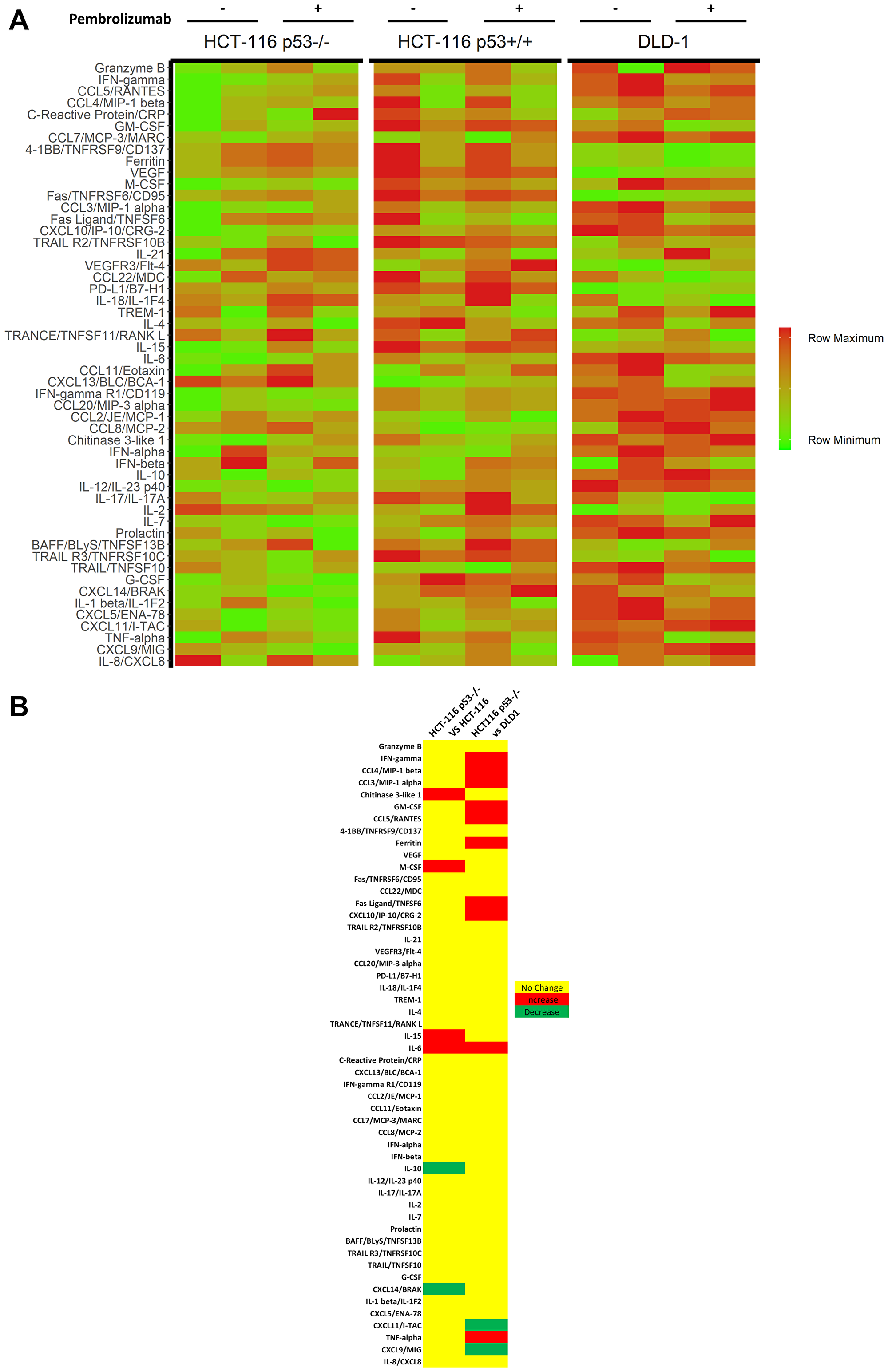 Figure 6: Cytokine profiling of  in vitro CRC cell lines and TALL-104 co-cultures.