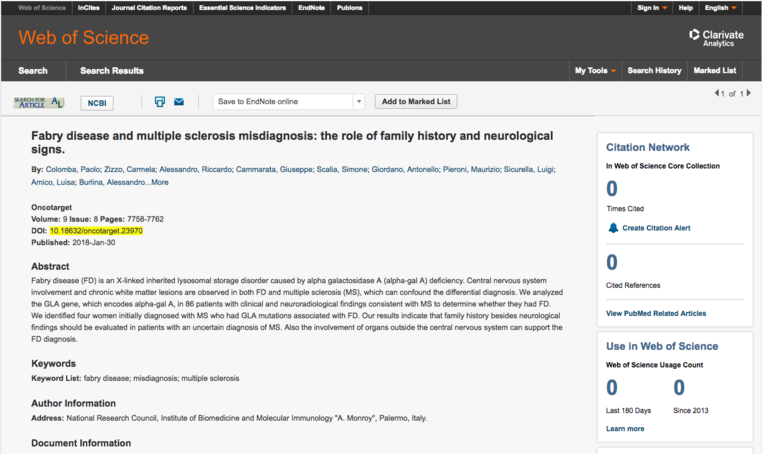 How to find your own Oncotarget publication (fast). Step 3