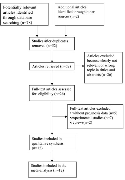 The flow chart of the selection process in the meta-analysis.