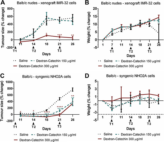 Dextran-Catechin showed significant anticancer activity in neuroblastoma mouse models.
