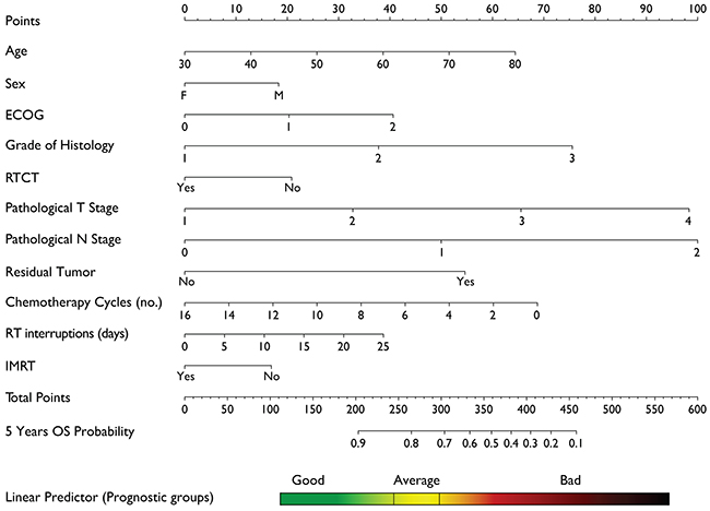 Nomogram for calculation of 5 years Overall Survival.