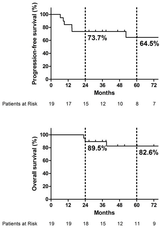 Progression-free survival and overall survival of all patients.