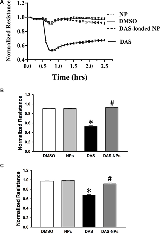 Effects of DAS and DAS-loaded NPs on TER across HPAECs.