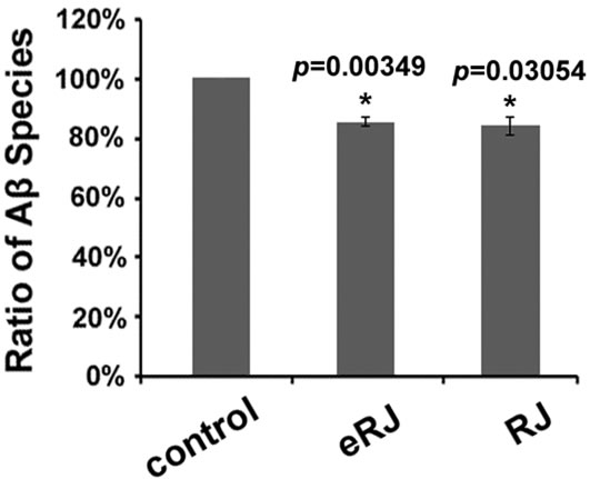 Supplementation of both RJ and eRJ reduces the amount of total A&#x3b2; species.