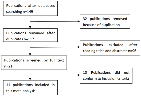 Selection for eligible publications included in this meta-analysis.