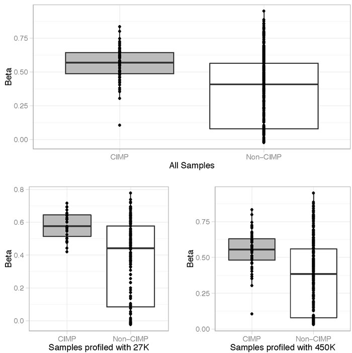 Vimentin methylation correlates with CIMP-high status.