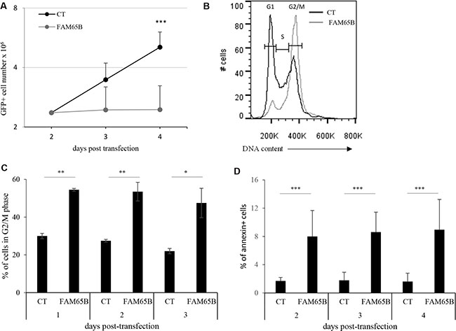 FAM65B expression inhibits cell proliferation by perturbing mitosis stage.