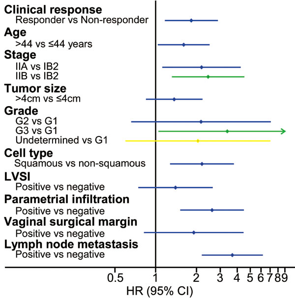 Univariate prognostic factor analysis in the retrospective study.