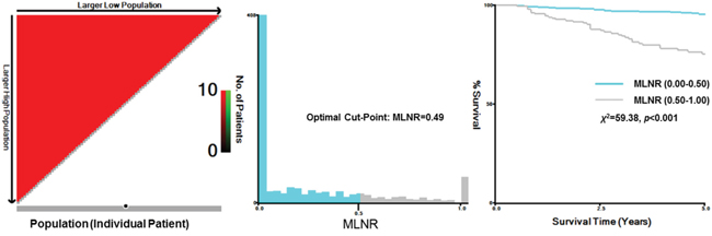 X-tile analysis of survival data from the SEER registry.