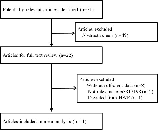 Flowchart of articles included in the meta-analysis.