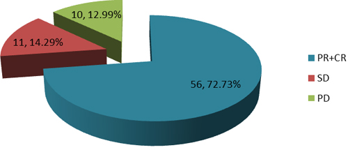 Proportion of therapeutic effect in patients following 5-FU administration.