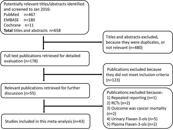Flow diagram illustrating the reference search and selection in this meta-analysis (RCTs, randomized controlled trials).