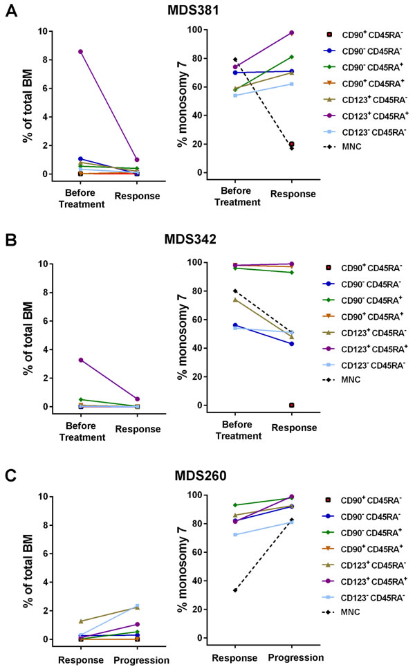 Monosomy 7 clonal involvement of stem and progenitor cell populations during azacitidine treatment.