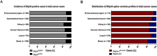 NKp44 splice variants profiles in cancer tissues.