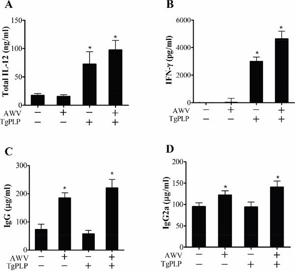 Immune characteristics of BALB/c mice vaccinated with AWV and/or TgPLP.