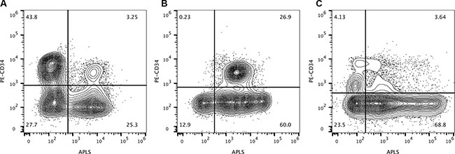 Alkaline phosphatase activity is not restricted to CD34-positive cells.