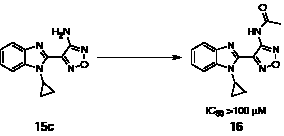 Scheme 2: Preparation of 2-acetamide-oxadiazole derivative 16.