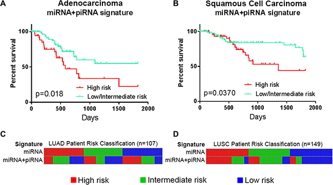Performance of small ncRNA-based signatures predicting recurrence-free survival in non-small cell lung cancer.