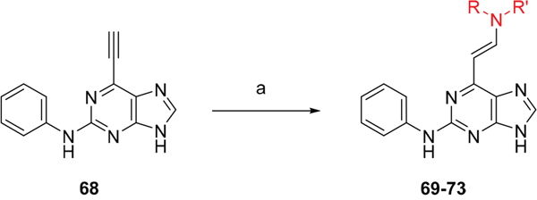 Scheme 5: Synthesis of 6-(dialkylamino)vinyl-purines.a a
