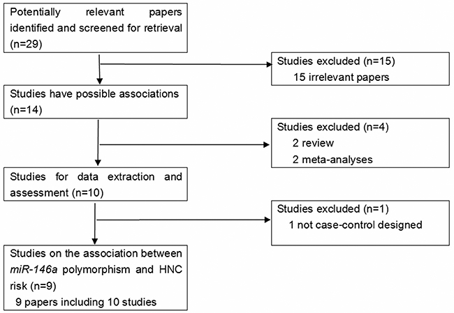 The flow diagram of included/excluded studies.