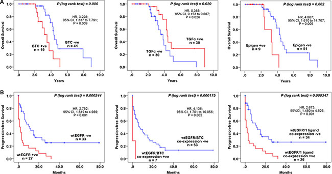 The association between wtEGFR and EGFR ligands and OS and PFS in mCRC patients treated with cetuximab.