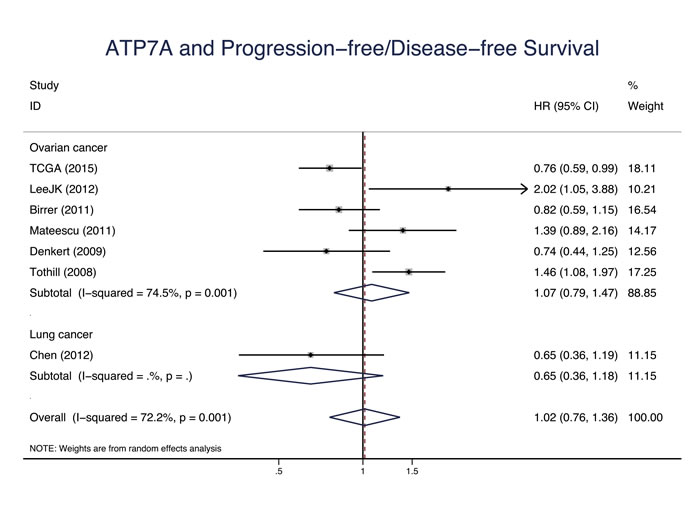 ATP7A and progression-free survival/disease-free survival.