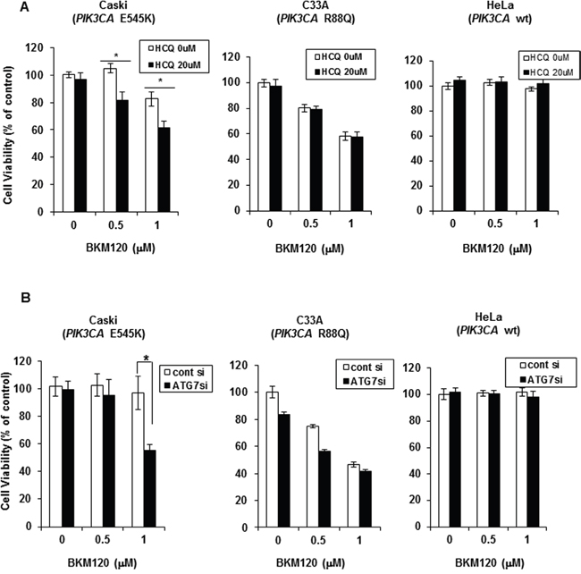 Autophagy inhibition improves PI3K inhibitor efficacy in PIK3CA-mutant cervical cancer cells in a context-dependent manner.