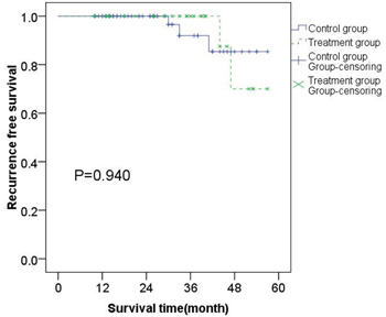 Kaplan&#x2013;Meier estimates of the RFS of 85 patients with intermediate-risk GISTs.