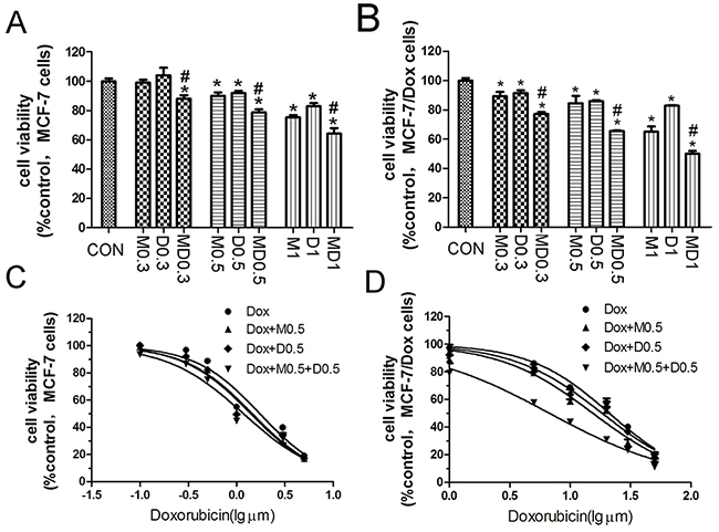 Metformin and 2-deoxyglucose(2DG) combination enhanced the cytotoxicity of doxorubicin in MCF-7/Dox cells.