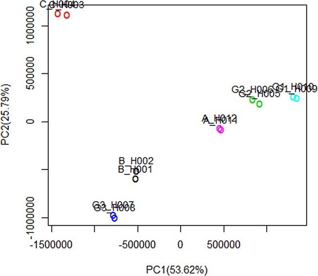 Principal component analysis of DEGs.