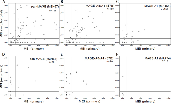 Scatter plot of Mean Expression Intensities (MEI) in paired samples.