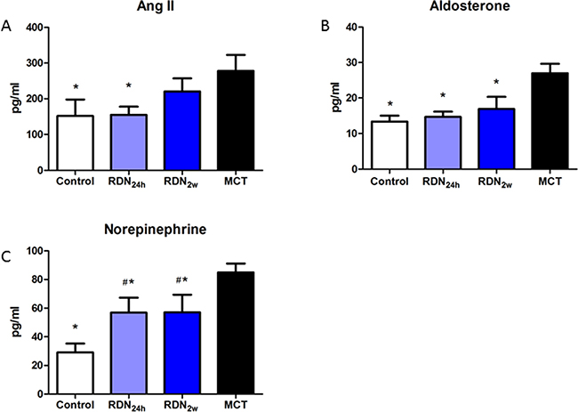 RDN Reduces RAAS and SNS activity effects of RDN on the changes of plasma Ang II.