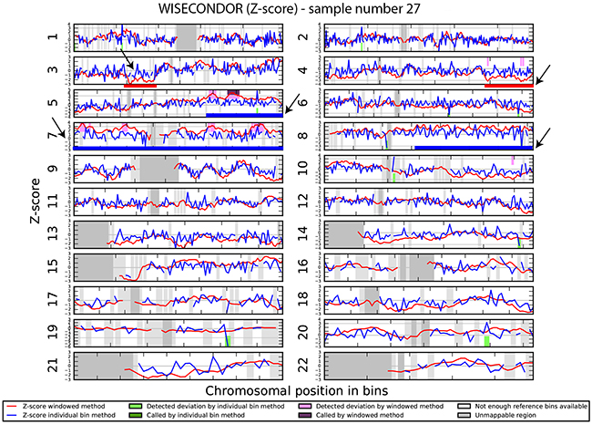 Chromosomal aberrations in cfDNA.