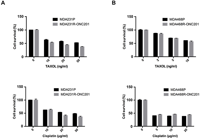 ONC201-resistant TNBC cells are sensitive to conventional chemotherapeutics.