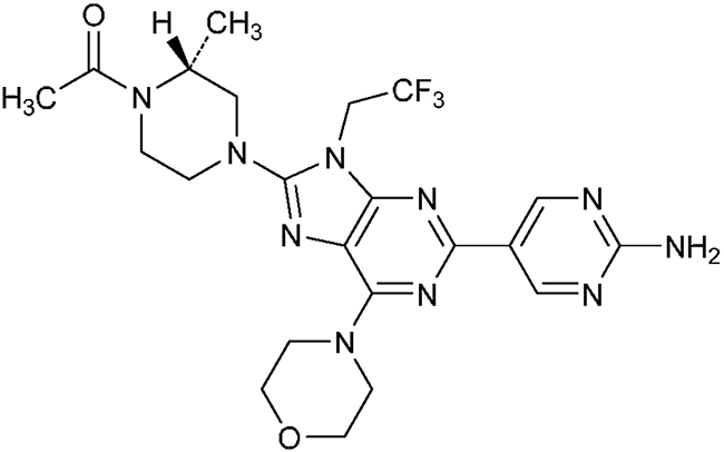 Chemical structure of DS-7423.