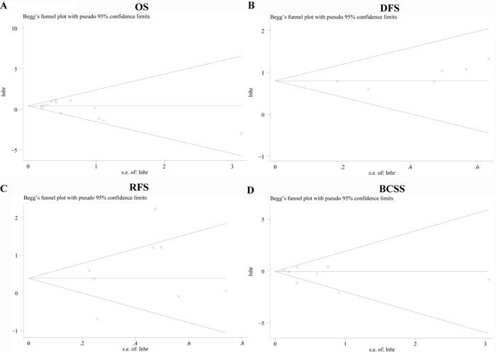 Funnel graph for assessment of potential publication bias in studies of TAM density in patients with breast cancer.