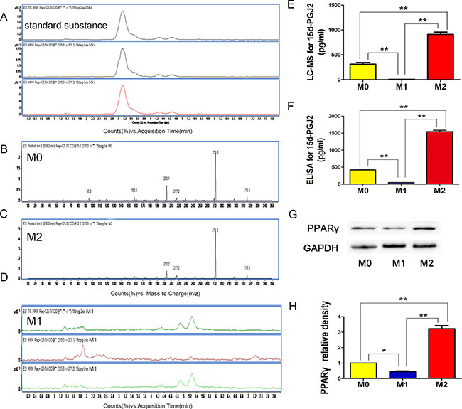 15D-PGJ2 released in M0, M1, and M2 microglia.