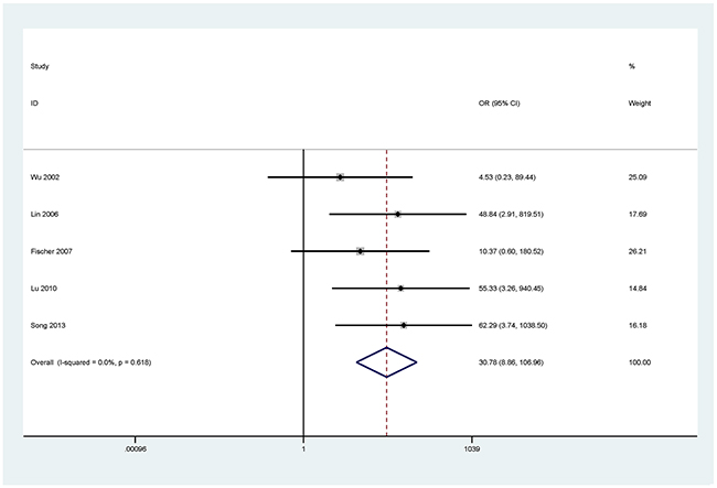 Forest plot of the association between DAPK methylation and NSCLC.