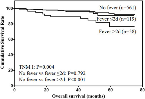 Overall survival of stage I gastric cancer patients.