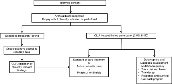 Study design for identification of clinically actionable somatic genomic alterations.