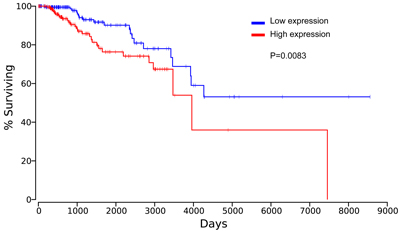 Elevated HPSE expression was associated with reduced OS in breast invasive carcinoma.