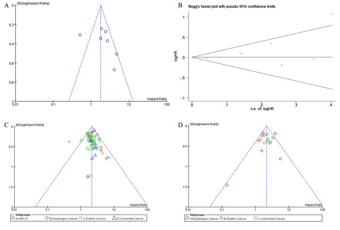 Funnel plots of included studies in this meta-analysis.