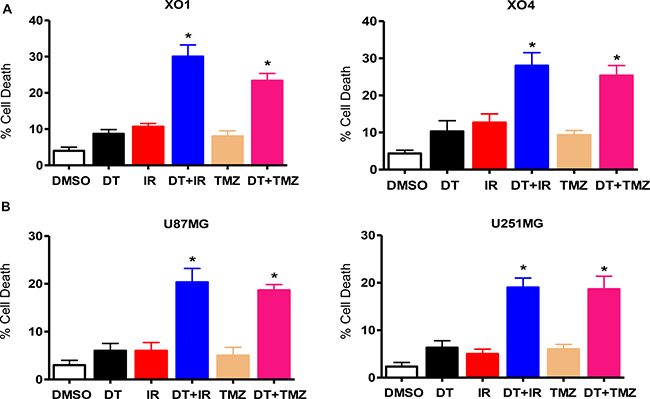 DT enhances the sensitivity of glioma cells to anticancer treatments.