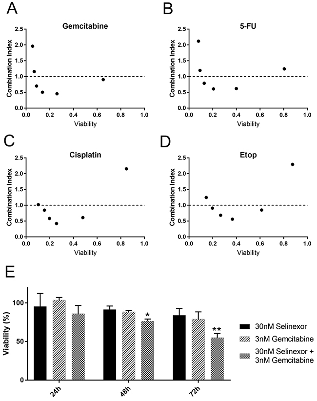 Selinexor combines synergistically with different classes of DNA damage agents.