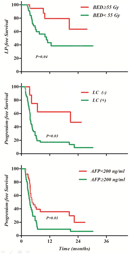 Kaplan-Meier survival curves according to prognostic factor.