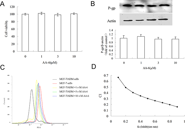 The short-term effect and the synergistic effect of AA-6 (2) on MCF-7/ADM cells.
