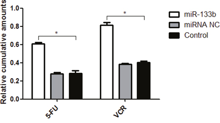 The uptake of 5-FU and VCR in multidrug resistant cell was increased by miR-133b.