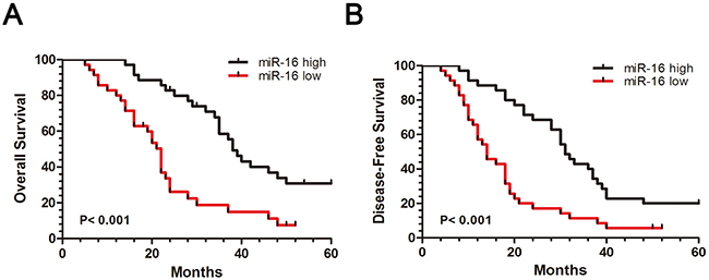 Down-regulation of miR-16 is associated with CCA poor prognosis.